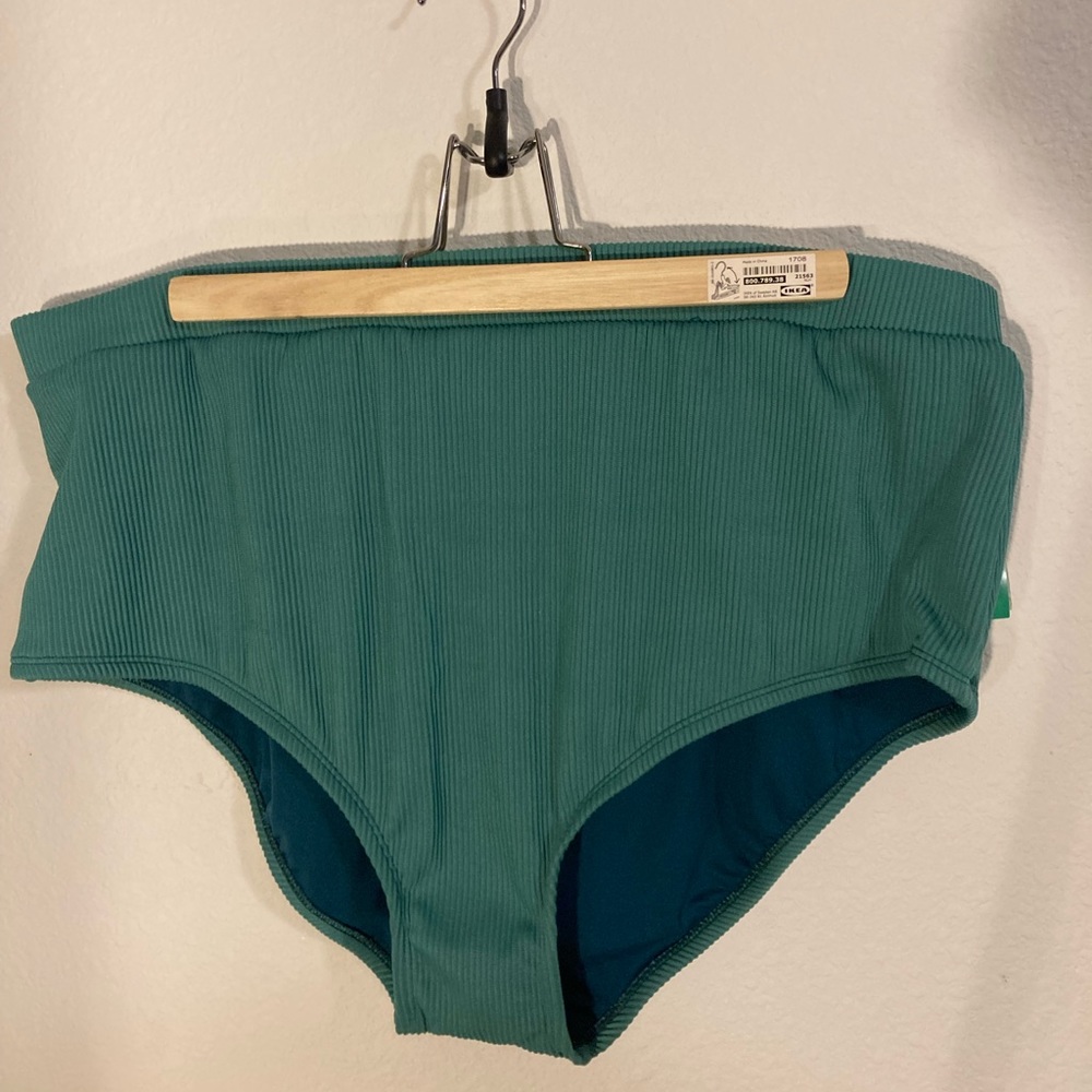 Plus Size Swim Bottoms Teal Ribbed Fabric